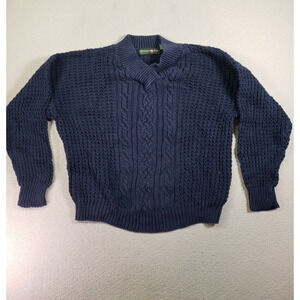 Outback Red Sweater Mens Small Black Long Sleeve Ribbed Trim Cable Knit Pullover